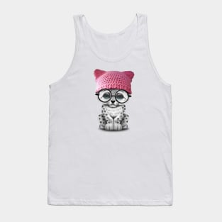 Cute Snow Leopard Cub Wearing Pussy Hat Tank Top